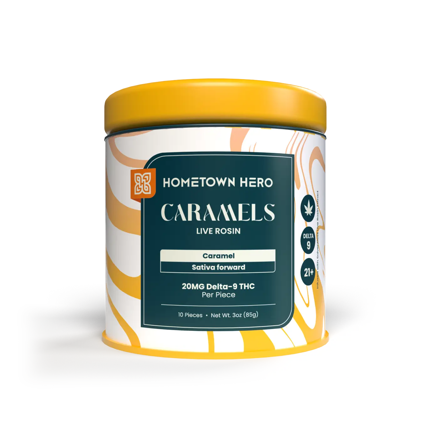 Hometown Hero Caramel Delta-9 Live Rosin Taffy 20mg THC