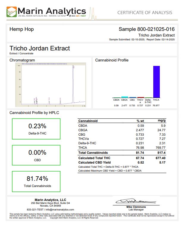 Tricho Jordan High THCA Shatter