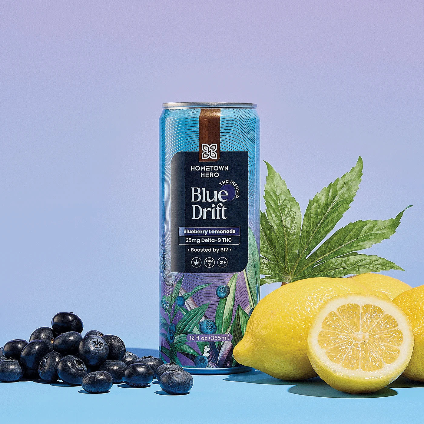 Hometown Hero Blue Drift (Blueberry) 25mg THC Lemonade - 12Oz